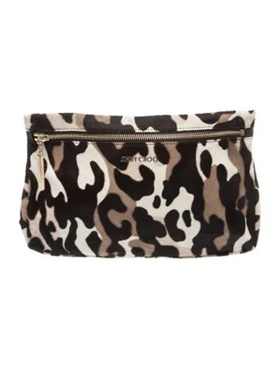 Pre-owned Jimmy Choo Ponyhair Pouch W/ Tags In Neutral