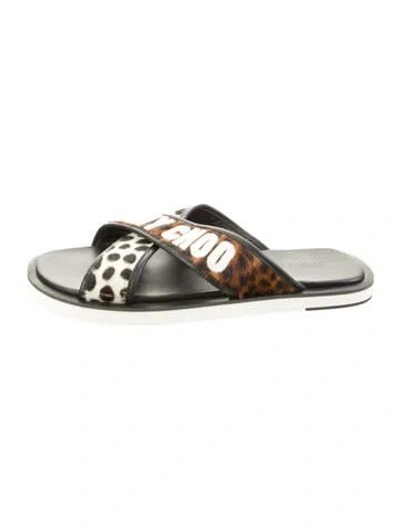 Pre-owned Jimmy Choo Ponyhair Printed Slides In Multi