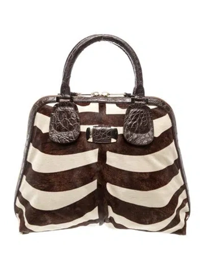 Pre-owned Jimmy Choo Ponyhair Top Handle Bag In Brown