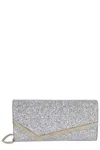 Jimmy Choo Emmie Glitter Embellished Clutch In Silver