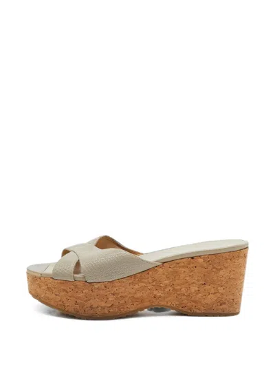 Pre-owned Jimmy Choo Prima Criss-cross Sandals In Grey