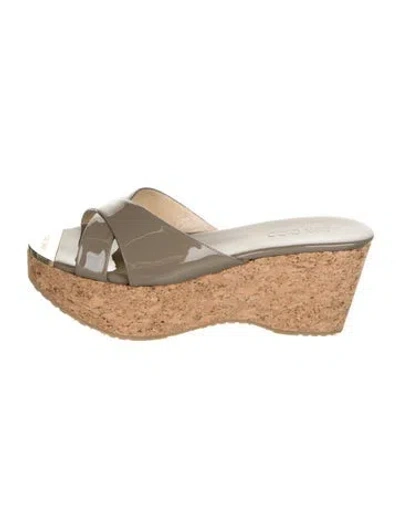 Pre-owned Jimmy Choo Prima Patent Leather Mules In Black/neutrals
