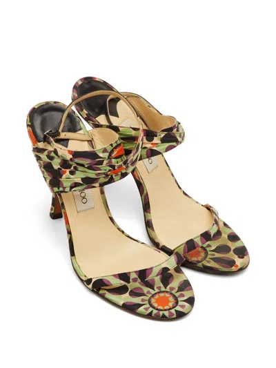Pre-owned Jimmy Choo Printed Ankle-strap Sandals In Green