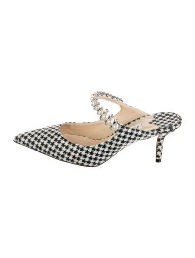 Pre-owned Jimmy Choo Printed Crystal Embellishments Mules In Neutral