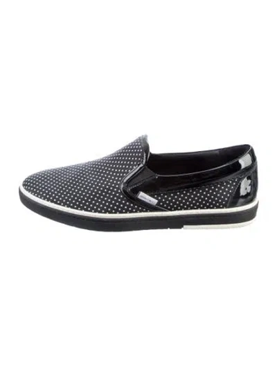 Pre-owned Jimmy Choo Printed Embroidered Accent Sneakers In Black