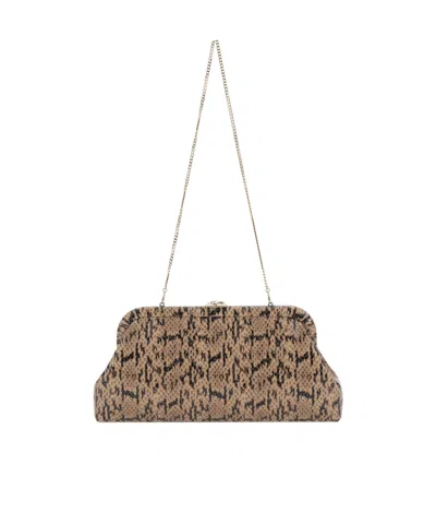 Jimmy Choo Skylar Snake-effect Clutch Bag In Brown
