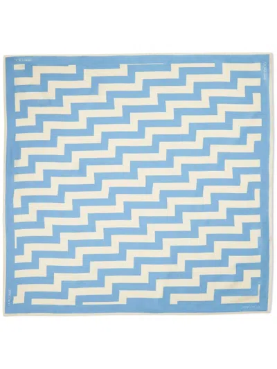 Jimmy Choo Printed Silk Foulard In Blue