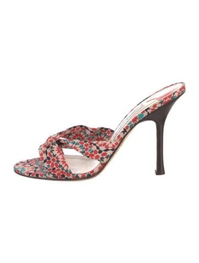 Pre-owned Jimmy Choo Printed Slides In Red