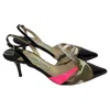 Jimmy Choo Printed Slingback Kitten Pumps In Black Leather