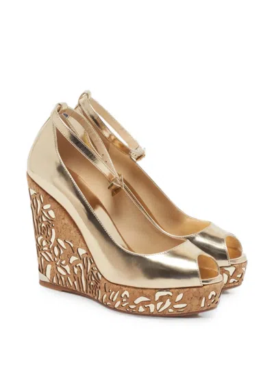 Pre-owned Jimmy Choo Prova Wedge Sandals In Neutral