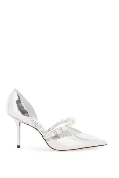 Jimmy Choo Pumps Aurelie 85 With Pearls In Argento