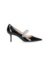 Jimmy Choo Bing 65mm Crystal-embellished Patent-leather Pumps In Black