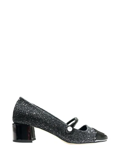 Jimmy Choo Pumps In Patent Leather And Large Black Glitter