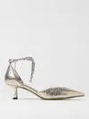Jimmy Choo Metallic Crinkled Leather Pointed Toe Pumps With Crystal Ankle Strap In Gold