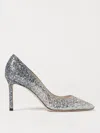 Jimmy Choo Silver And Blue Glitter Romy 85 Pumps In Silver