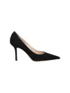 Jimmy Choo Pointed Toe Black Leather Pumps In Black