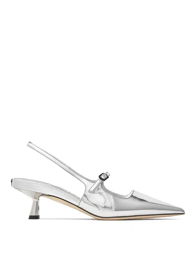 Jimmy Choo Didi Metallic Mary Jane Slingback Pumps In White