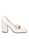 Jimmy Choo Womens Latte Diamond Tilda Chain-embellished Leather Heeled Loafers In White