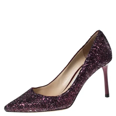 Jimmy Choo Purple Glitter Romy Pointed Toe Pumps