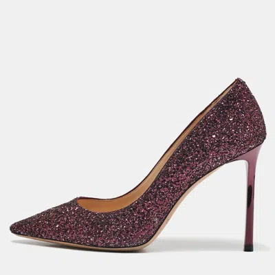 Pre-owned Jimmy Choo Purple Glitter Romy Pumps Size 38