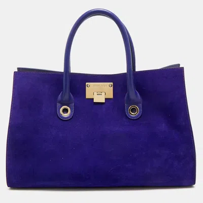 Pre-owned Jimmy Choo Purple Leather And Suede Riley Tote