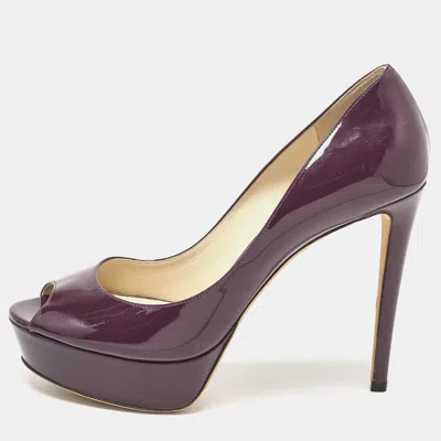 Pre-owned Jimmy Choo Purple Patent Leather Crown Pumps Size 40.5