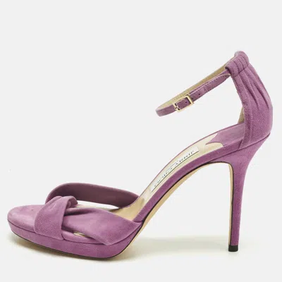 Pre-owned Jimmy Choo Purple Suede Accents Ankle Strap Sandals Size 40