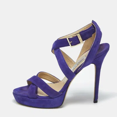 Jimmy Choo Purple Suede Maitai Platform Sandals In Animal Print