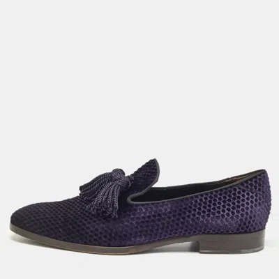 Pre-owned Jimmy Choo Purple Velvet Slip On Loafers Size 44