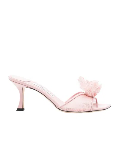 Jimmy Choo Skye Corsage Lace Sandals In Pink