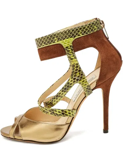Pre-owned Jimmy Choo Python Embossed Leather Sandals In Yellow