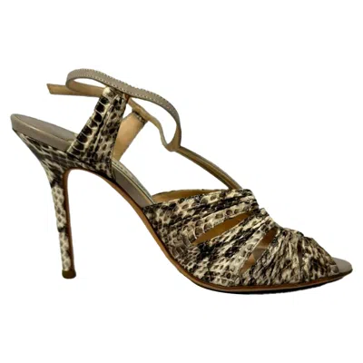 Jimmy Choo Python Embossed Strappy Sandals In Animal Print Leather In Multi