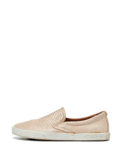 Pre-owned Jimmy Choo Python-embossed Slip-on Sneakers In Neutral