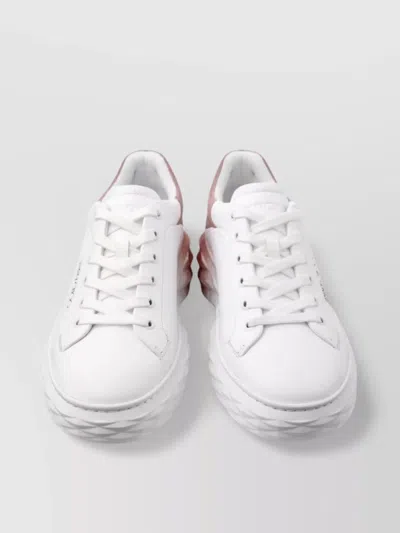 Jimmy Choo Quilted Diamond Glitter Sneakers In White