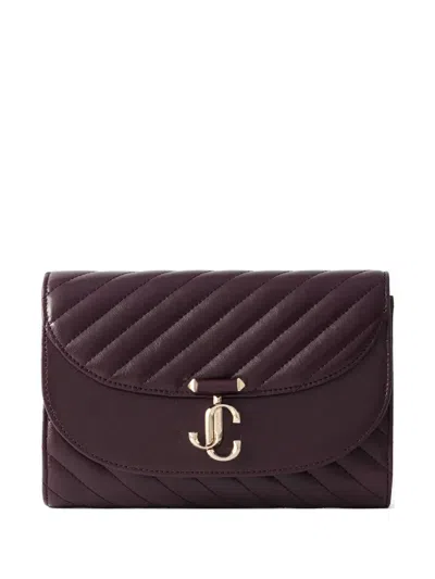 Jimmy Choo Quilted Leather Clutch Bag In Purple