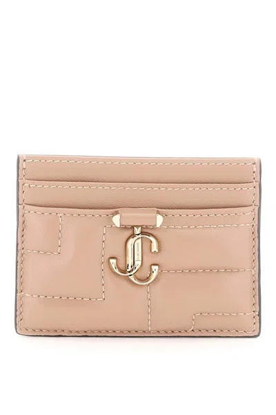 Jimmy Choo Quilted Nappa Leather Card Holder In Rosa