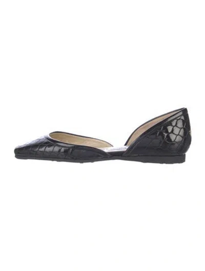 Pre-owned Jimmy Choo Quilted Pattern Leather D'orsay Flats In Black
