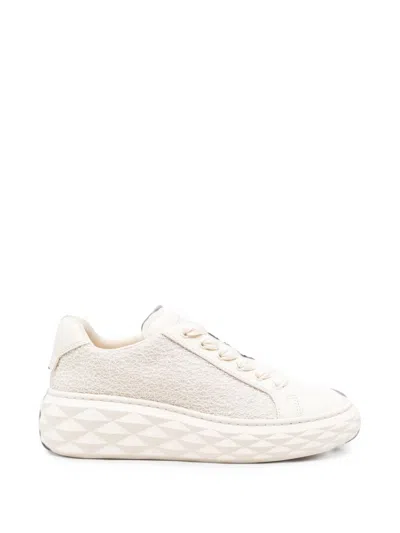 Jimmy Choo Quilted-sole Leather-and-textile Sneaker In Beige