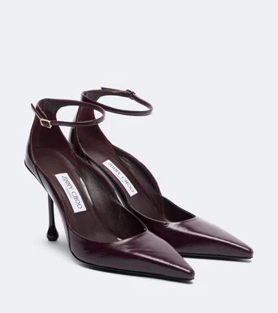 Jimmy Choo Quinci Leather Pumps In Burgundy