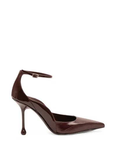 Jimmy Choo Quinci Pointed-toe Ankle-strap Pumps In Burgundy