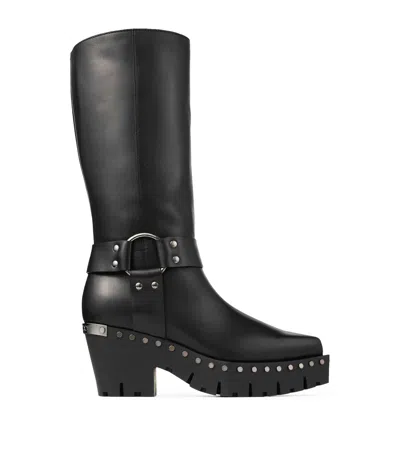 JIMMY CHOO QUINN 75 LEATHER BIKER BOOTS