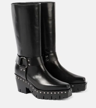Jimmy Choo Quinn 75 Studded Leather Biker Boots In Black