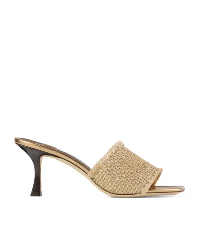 JIMMY CHOO RAFFIA ALEXIA HEELED MULES 70