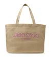 Jimmy Choo Logo-embroidered Tote Bag In Neutral