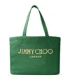 Jimmy Choo Logo Embroidered Woven Tote Bag In Green