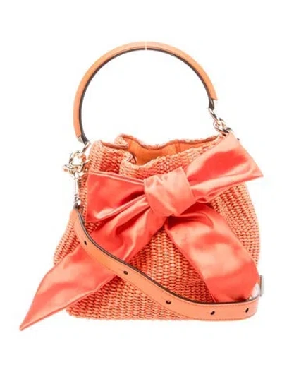 Pre-owned Jimmy Choo Raffia Bon Bon Bucket Bag In Orange