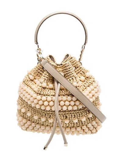 Pre-owned Jimmy Choo Raffia Bon Bon In Neutrals