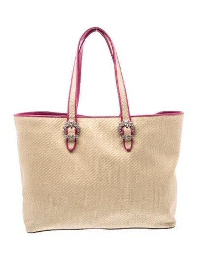Pre-owned Jimmy Choo Raffia Cheri In Neutrals