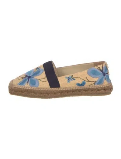 Pre-owned Jimmy Choo Raffia Floral Print Espadrilles