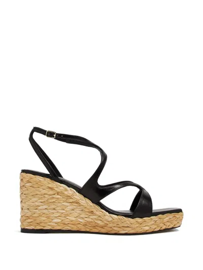 Jimmy Choo Raffia Leather Heels In Black